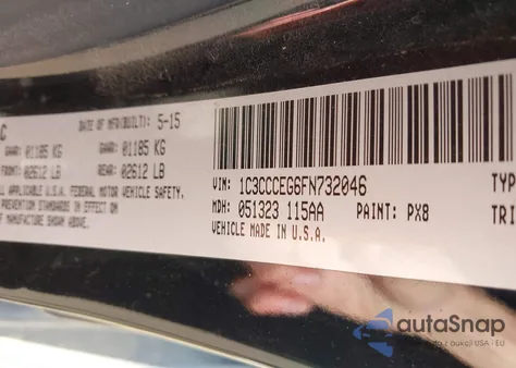 2015 Chrysler 200 C z USA, uszkodzony, nr VIN 1C3CCCEG6FN732046